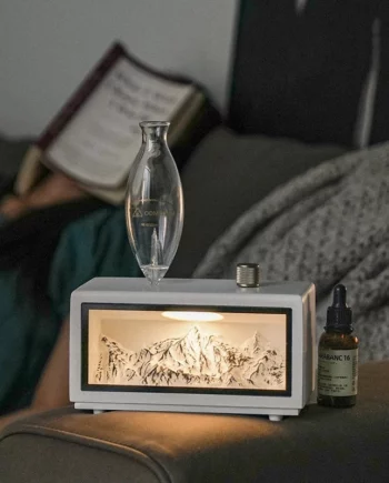 Golden Sanctuary Natural Wildwood Sanctuary Essential Oil Aromatherapy Diffuser with Snow Mountain Design